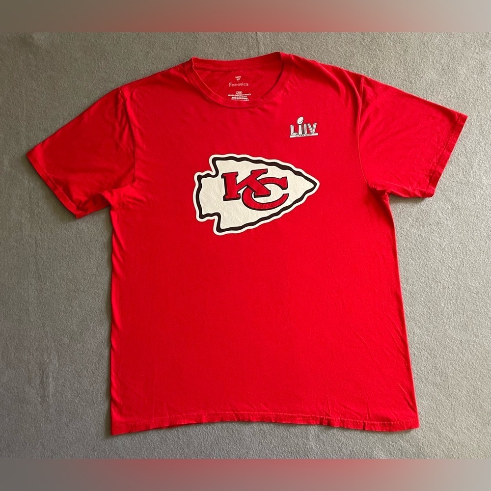 Fanatics Kansas City Chiefs Super Bowl LIV Shirt Mahomes #15 Red NFL Men’s Large